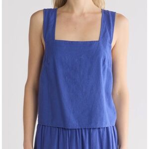 Madewell Irene Linen Top Electric Blue